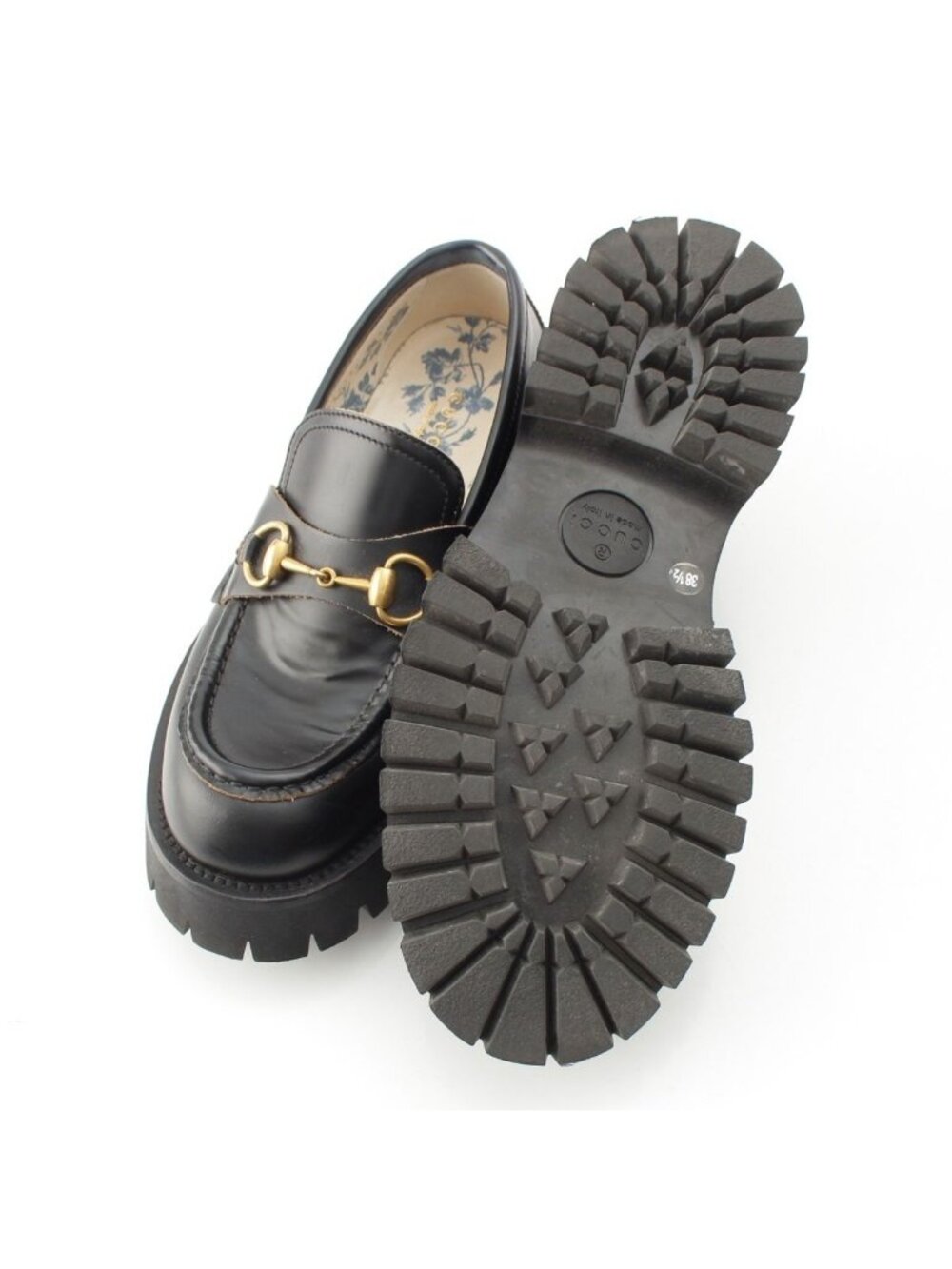 Gucci Leather Horsebit Bi Embroidery Loafers Shoes Black - Picture 5 of 10